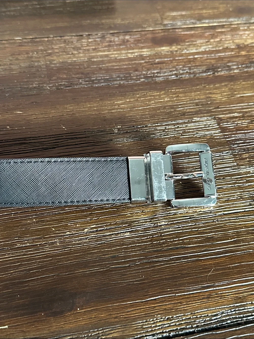 Micheal Kors Women's Logo/Black Reversible Belt with Silver Buckle